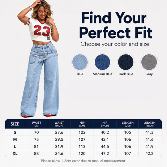 Women's Trendy Asymmetric Overlap Wide-Leg Jeans
