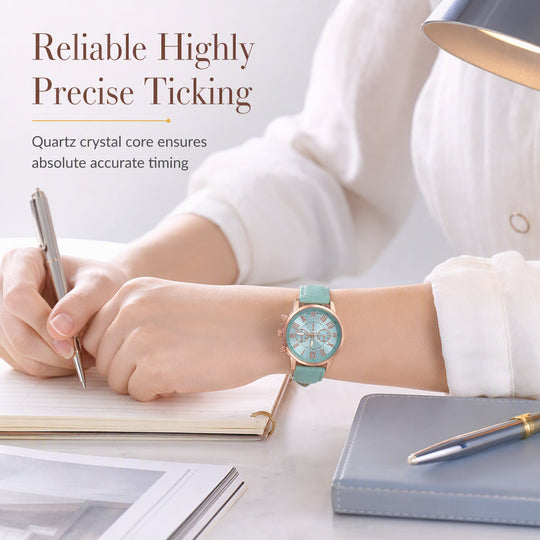 🌸 30% OFF NOW! 🌸Simple Women's Quartz Watch with Leather Strap and Three-Eye Dial
