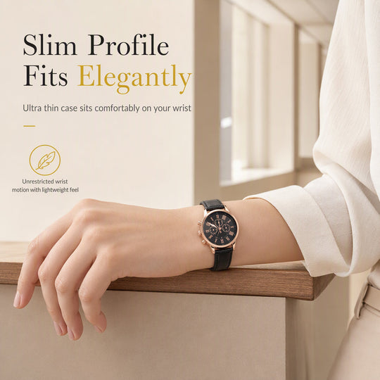🌸 30% OFF NOW! 🌸Simple Women's Quartz Watch with Leather Strap and Three-Eye Dial