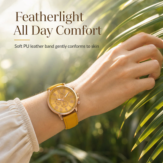 🌸 30% OFF NOW! 🌸Simple Women's Quartz Watch with Leather Strap and Three-Eye Dial