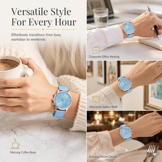 🌸 30% OFF NOW! 🌸Simple Women's Quartz Watch with Leather Strap and Three-Eye Dial