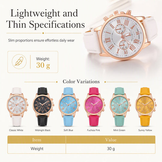 🌸 30% OFF NOW! 🌸Simple Women's Quartz Watch with Leather Strap and Three-Eye Dial