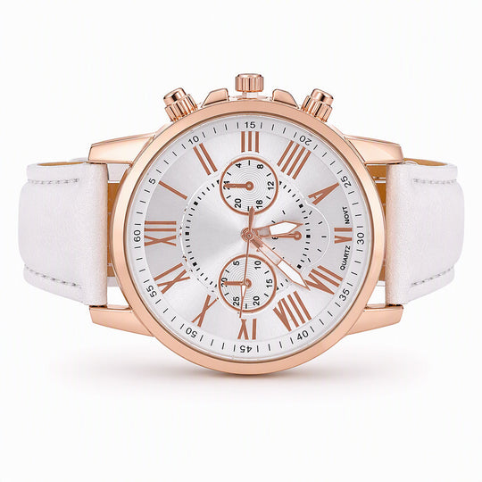 🌸 30% OFF NOW! 🌸Simple Women's Quartz Watch with Leather Strap and Three-Eye Dial