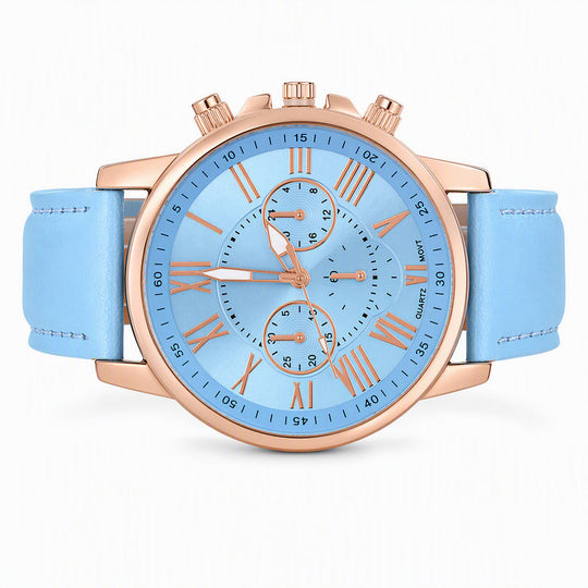 🌸 30% OFF NOW! 🌸Simple Women's Quartz Watch with Leather Strap and Three-Eye Dial