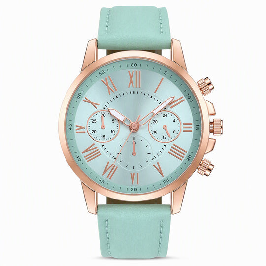 🌸 30% OFF NOW! 🌸Simple Women's Quartz Watch with Leather Strap and Three-Eye Dial