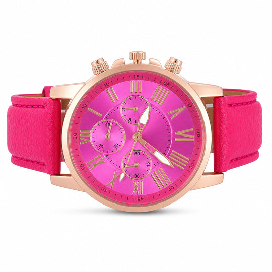 🌸 30% OFF NOW! 🌸Simple Women's Quartz Watch with Leather Strap and Three-Eye Dial