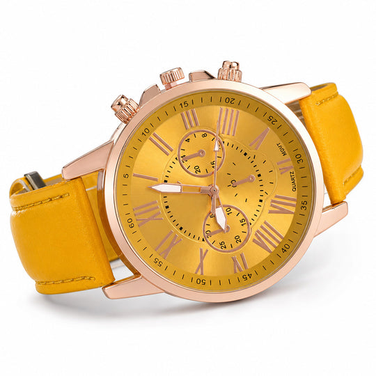 🌸 30% OFF NOW! 🌸Simple Women's Quartz Watch with Leather Strap and Three-Eye Dial