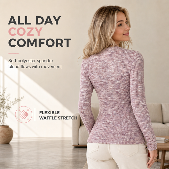 🌸Hot Sale 50% OFF💖Women's Long Sleeve V-Neck Half Zip Knit Top