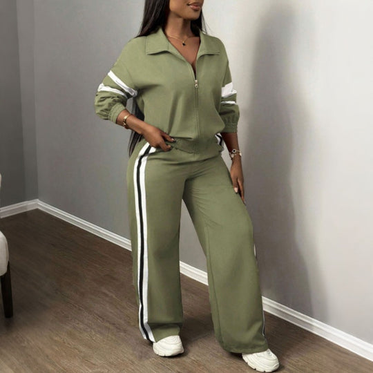 Women's Casual Sweatshirt and Wide-Leg Pants Set