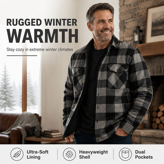 Men's Winter Thermal Plaid Shirt Jacket