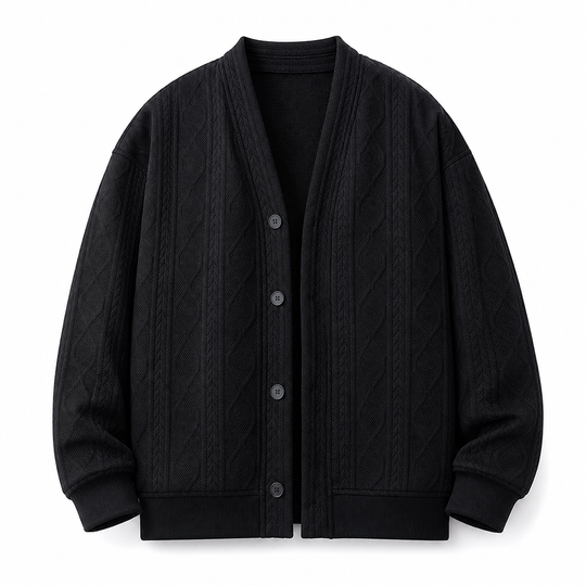 Jacquard Knit Loose Fit Cardigan for Men