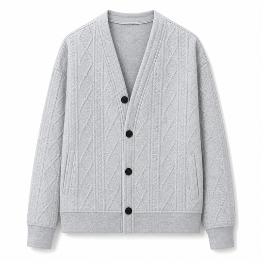 Jacquard Knit Loose Fit Cardigan for Men