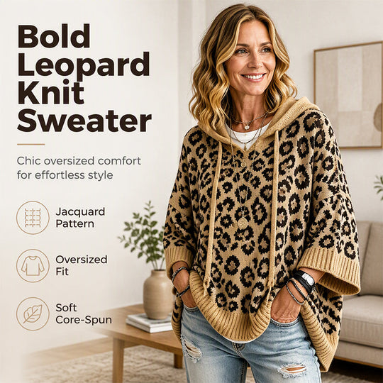 ⏳LAST DAY SALE ONLY￡23.99!🔥Women’s Leopard Print Knitted Hoodie 