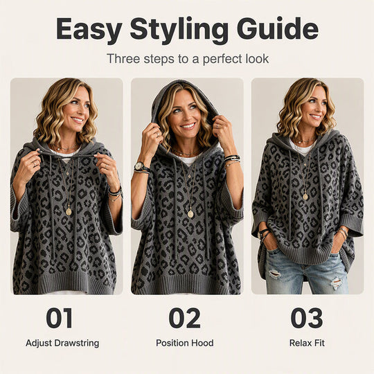 ⏳LAST DAY SALE ONLY￡23.99!🔥Women’s Leopard Print Knitted Hoodie 