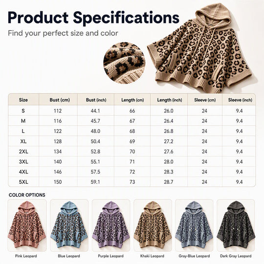 ⏳LAST DAY SALE ONLY￡23.99!🔥Women’s Leopard Print Knitted Hoodie 
