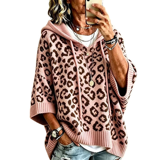 ⏳LAST DAY SALE ONLY￡23.99!🔥Women’s Leopard Print Knitted Hoodie 