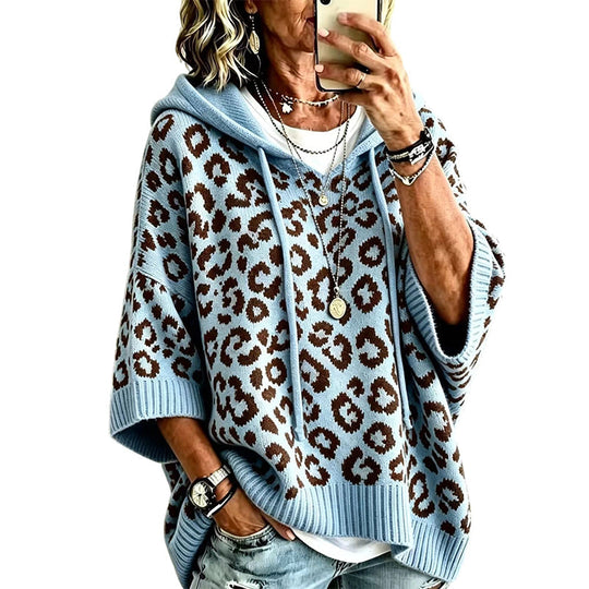 ⏳LAST DAY SALE ONLY￡23.99!🔥Women’s Leopard Print Knitted Hoodie 