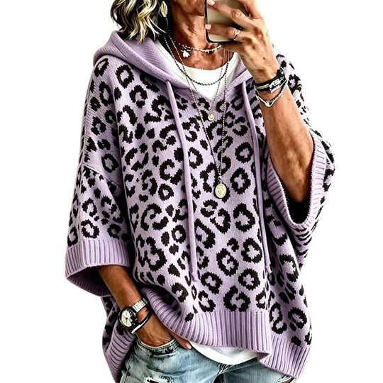 ⏳LAST DAY SALE ONLY￡23.99!🔥Women’s Leopard Print Knitted Hoodie 