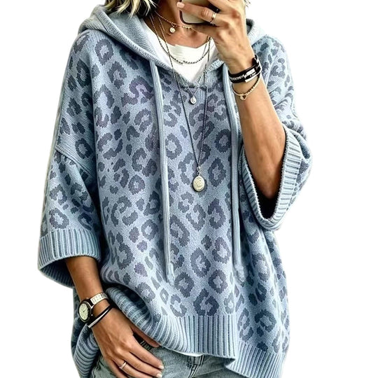 ⏳LAST DAY SALE ONLY￡23.99!🔥Women’s Leopard Print Knitted Hoodie 