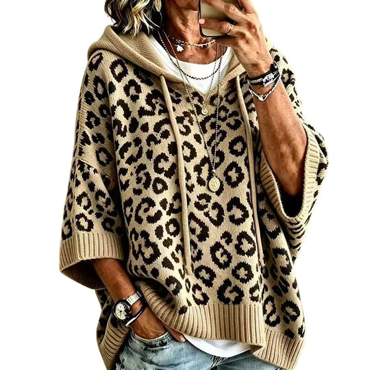⏳LAST DAY SALE ONLY￡23.99!🔥Women’s Leopard Print Knitted Hoodie 