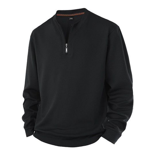 🧶Ribbed Texture, Minimalist Style🧥 Men's Half-Zip Ribbed Sweatshirt – Knit Texture, Soft & Warm ✨