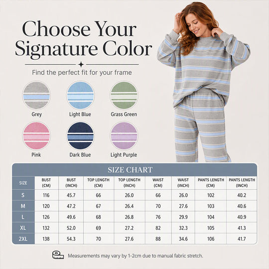 Women's Striped Mock Neck Top & Wide-Leg Pants Set