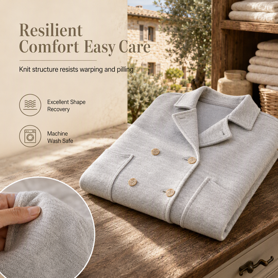 🎨Versatile & Durable, Easy Care🧶 Cotton Double-Breasted Knit Coat – Heather Grey & Oatmeal Beige | Easy to Style, Long-Lasting Softness ✨