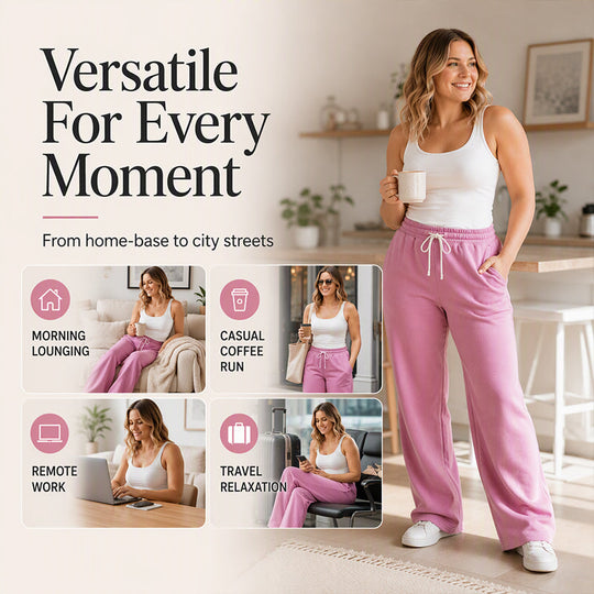 Women's Casual High-Waisted Wide-Leg Sweatpants