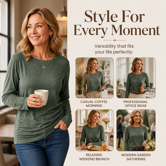Women's Casual Crewneck Ruched HemTop