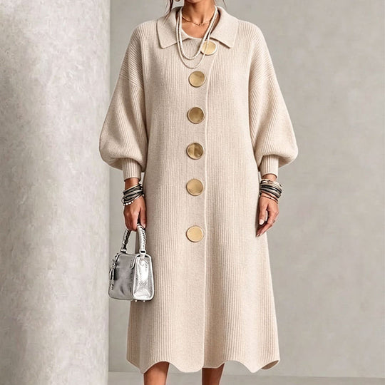 Women's Lantern Sleeve Ribbed Knit Maxi Dress