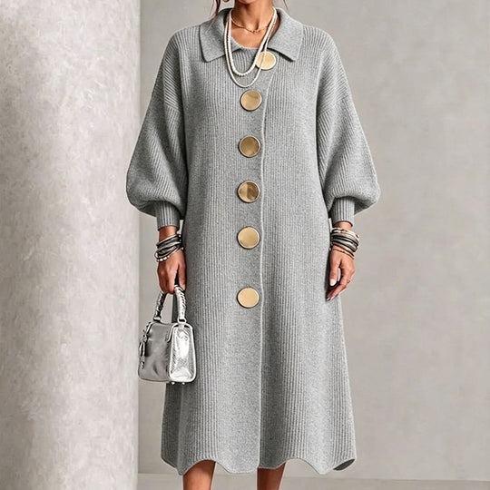 Women's Lantern Sleeve Ribbed Knit Maxi Dress