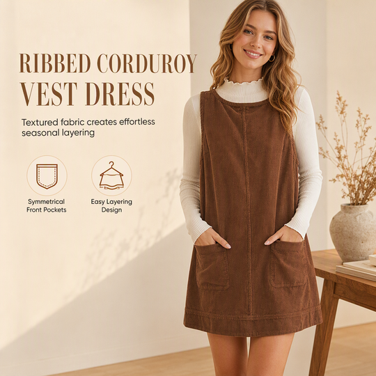 Women's Casual Corduroy Sleeveless Tank Dress