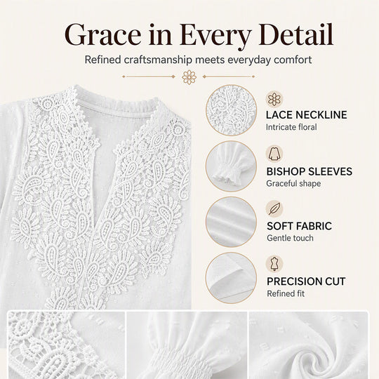 Women's Lace V-Neck Long Sleeve Top