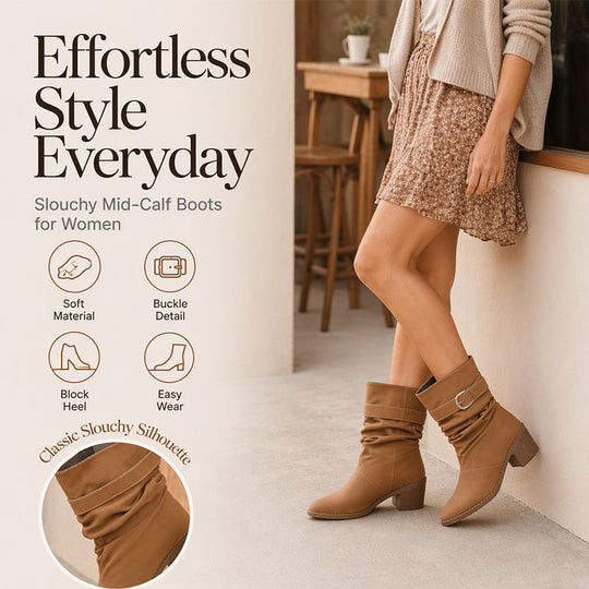 Women's Pointed-Toe Mid-Calf Slouchy Boots