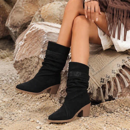 Women's Pointed-Toe Mid-Calf Slouchy Boots