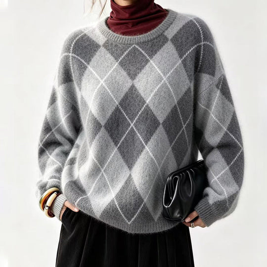 ⏰ Last Day of Sale – 50% OFF ✨Women's Comfortable Knitted Sweater with Retro Argyle Pattern