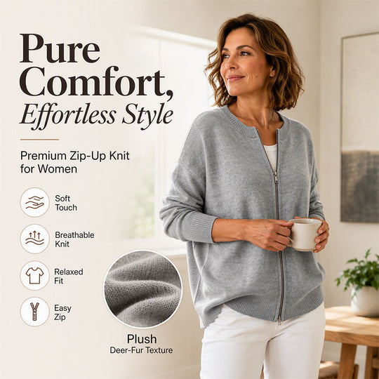 Women's Casual Zip-Up Knit Jacket