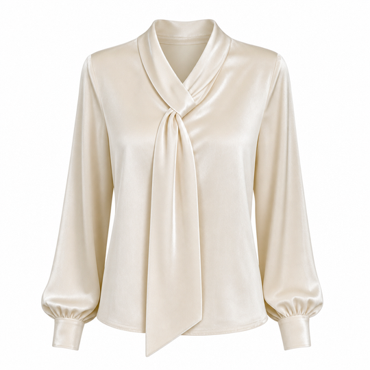 Women's Velvet Long Sleeve T-Shirt with Ribbon Design
