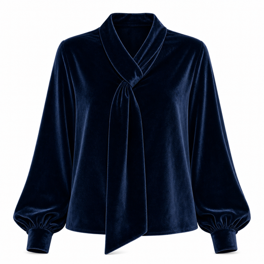 Women's Velvet Long Sleeve T-Shirt with Ribbon Design