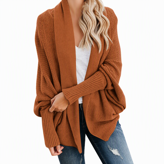 Women's Loose Batwing Sleeve Knit Cardigan Open Front Shawl for Autumn and Winter