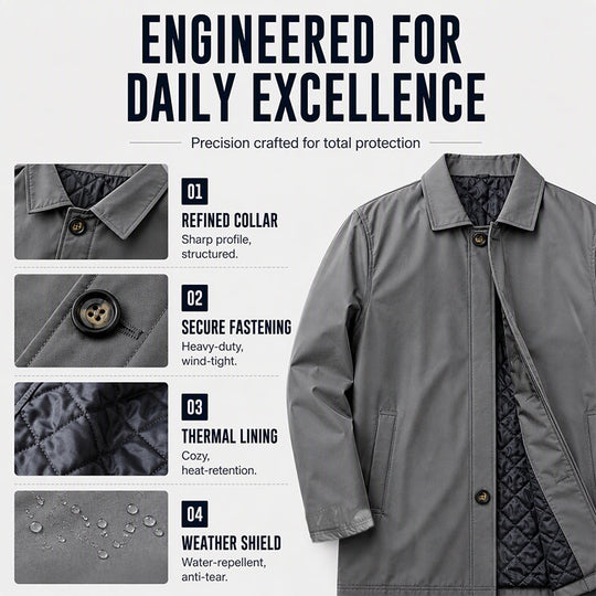 ⚡Free Shipping⚡Men's Water-Resistant Padded Trench Coat