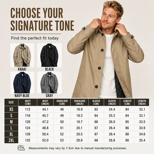 ⚡Free Shipping⚡Men's Water-Resistant Padded Trench Coat