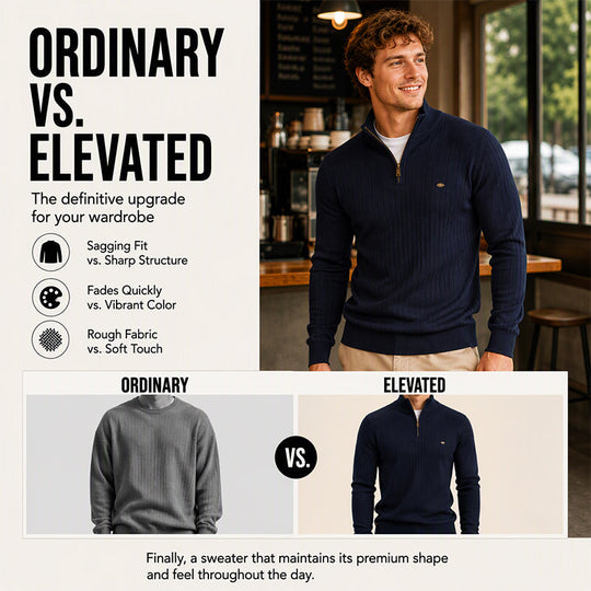 ⚡Free Shipping⚡Men's Casual Mock Neck Half-Zip Knit Sweater