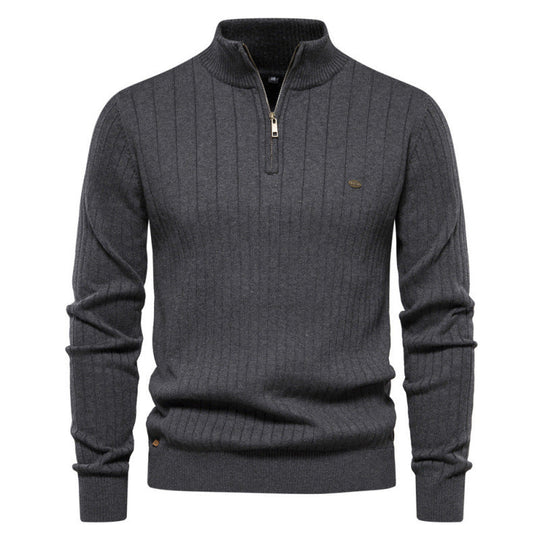 Men's Casual Mock Neck Half-Zip Knit Sweater