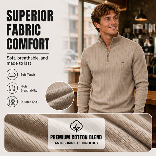⚡Free Shipping⚡Men's Casual Mock Neck Half-Zip Knit Sweater