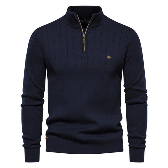 Men's Casual Mock Neck Half-Zip Knit Sweater