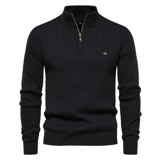 Men's Casual Mock Neck Half-Zip Knit Sweater