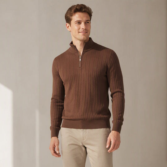⚡Free Shipping⚡Men's Casual Mock Neck Half-Zip Knit Sweater