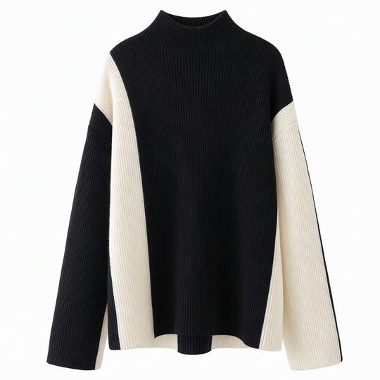 Women's Autumn Winter Color Block Knit 2-Piece Set Thickened Pullover Sweater and Skirt
