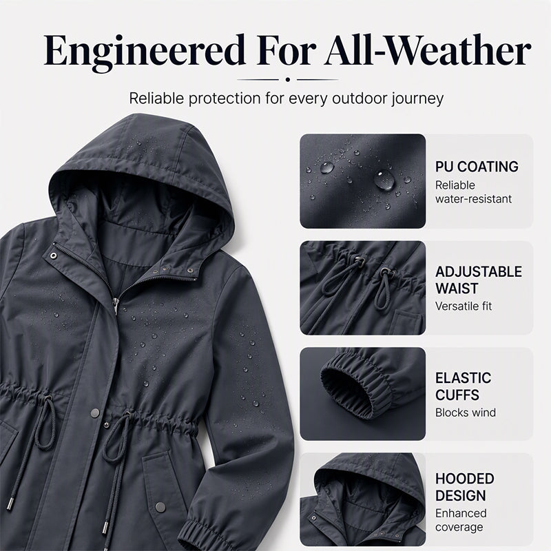 🖤Black Friday Sale:50% OFF🖤Women's Mid-Length Hooded Windbreaker Jacket